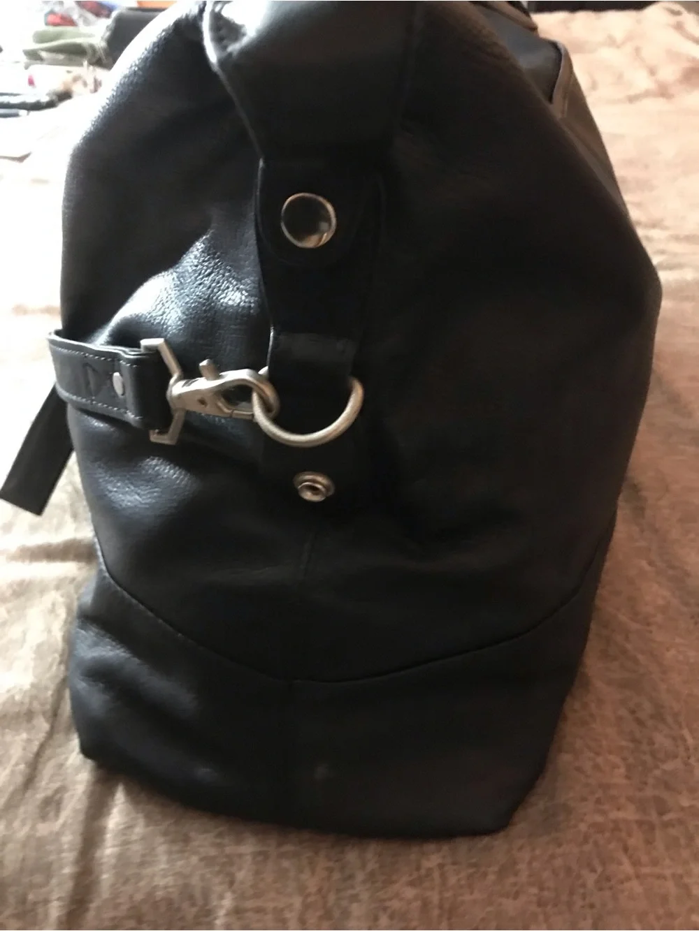 latico Black Leather Business Briefcase with Front Slip Pocket